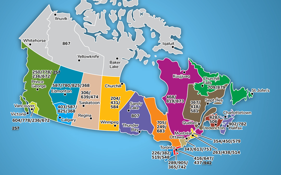 Canada Area Code Map Wynne Karlotte